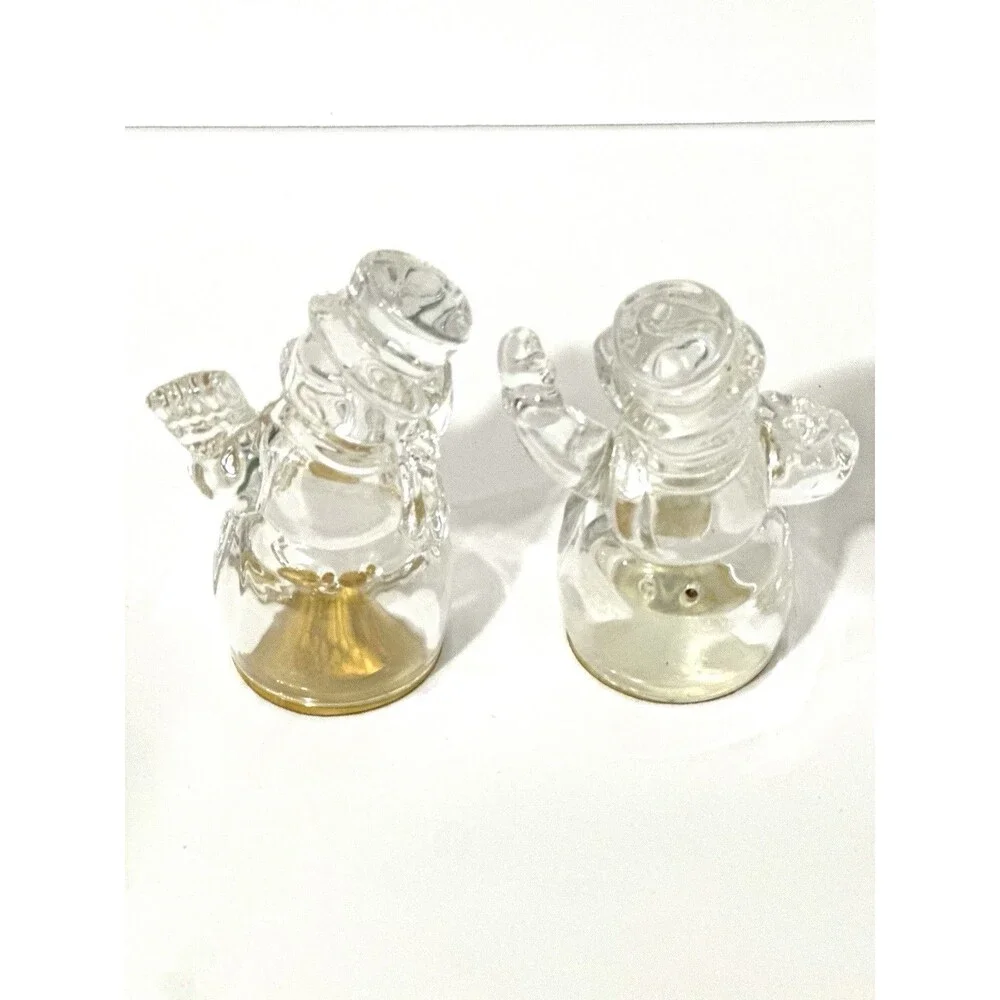 Lenox Fine Crystal Snowman Salt & Pepper Shakers Vintage Czech Republic Holiday